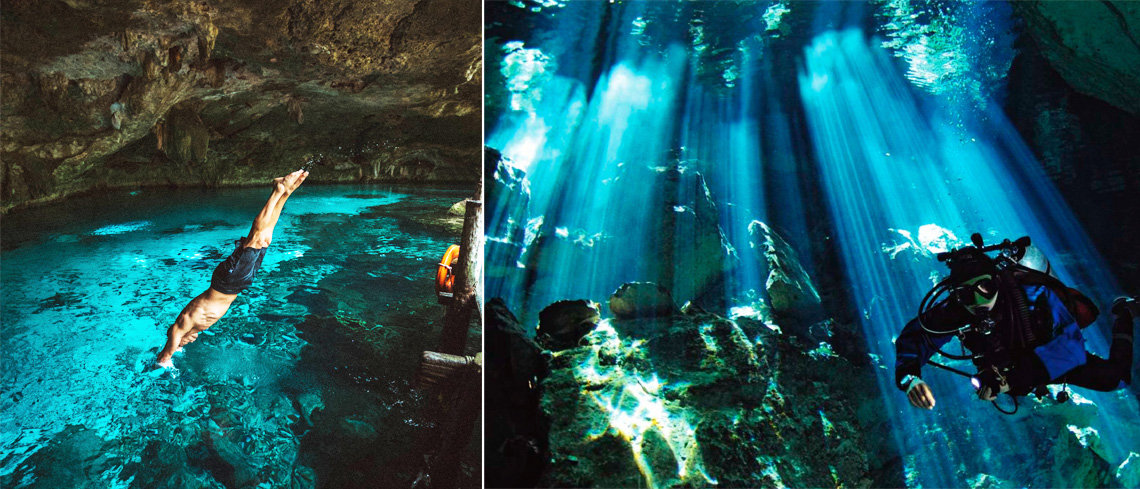 diving or snorkelling in cenotes in mexico