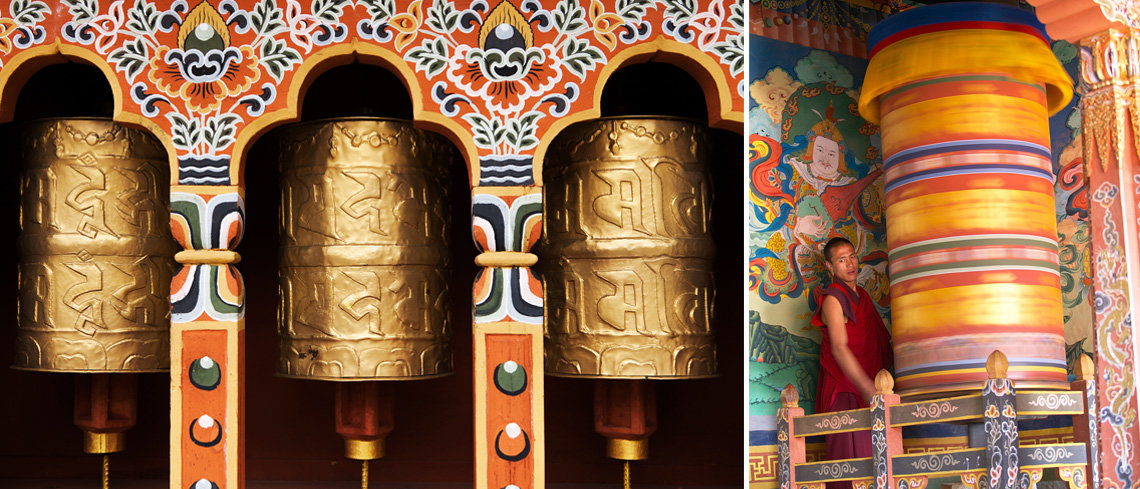 Bhutan prayer wheels 
