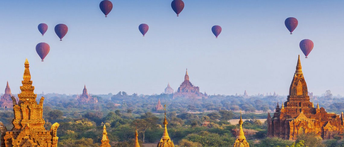 Temples of bagan hot air balloon myanmar