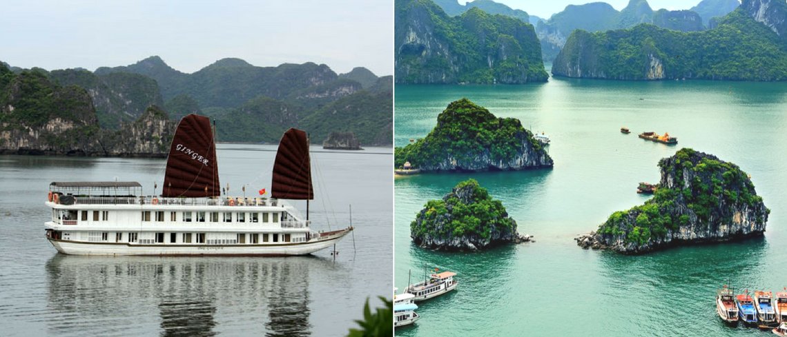 Halong Ginger junkboat cruising